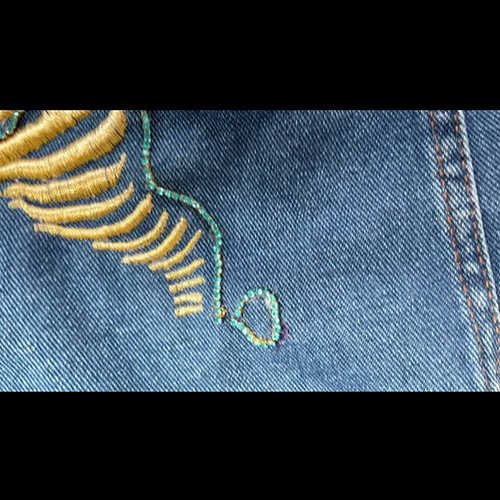 Hand Embroidered Denim Jacket with Pink and Gold Zebra’s - Image 4